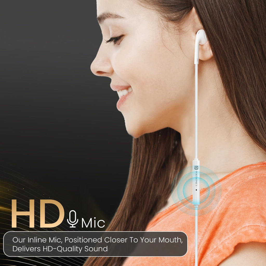 Portronics Conch Theta A in Ear 3.5mm Wired Earphones with In Line HD Mic, Powerful Audio, 14.2mm Dynamic Driver, Unique Earbuds Design, TPE Anti Tangle Wire,In line Controls,Wide Compatibility(Black)