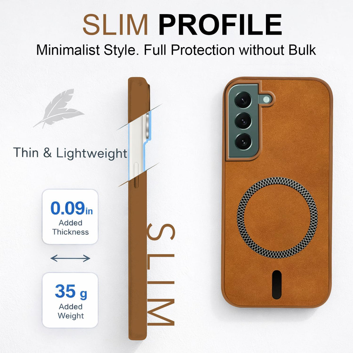 Jkobi Leather Finish Back Cover Case for Samsung Galaxy S22 Plus 5G (MagSafe Compatible Wireless Charging | Soft Touch | Camera Bump Protection)