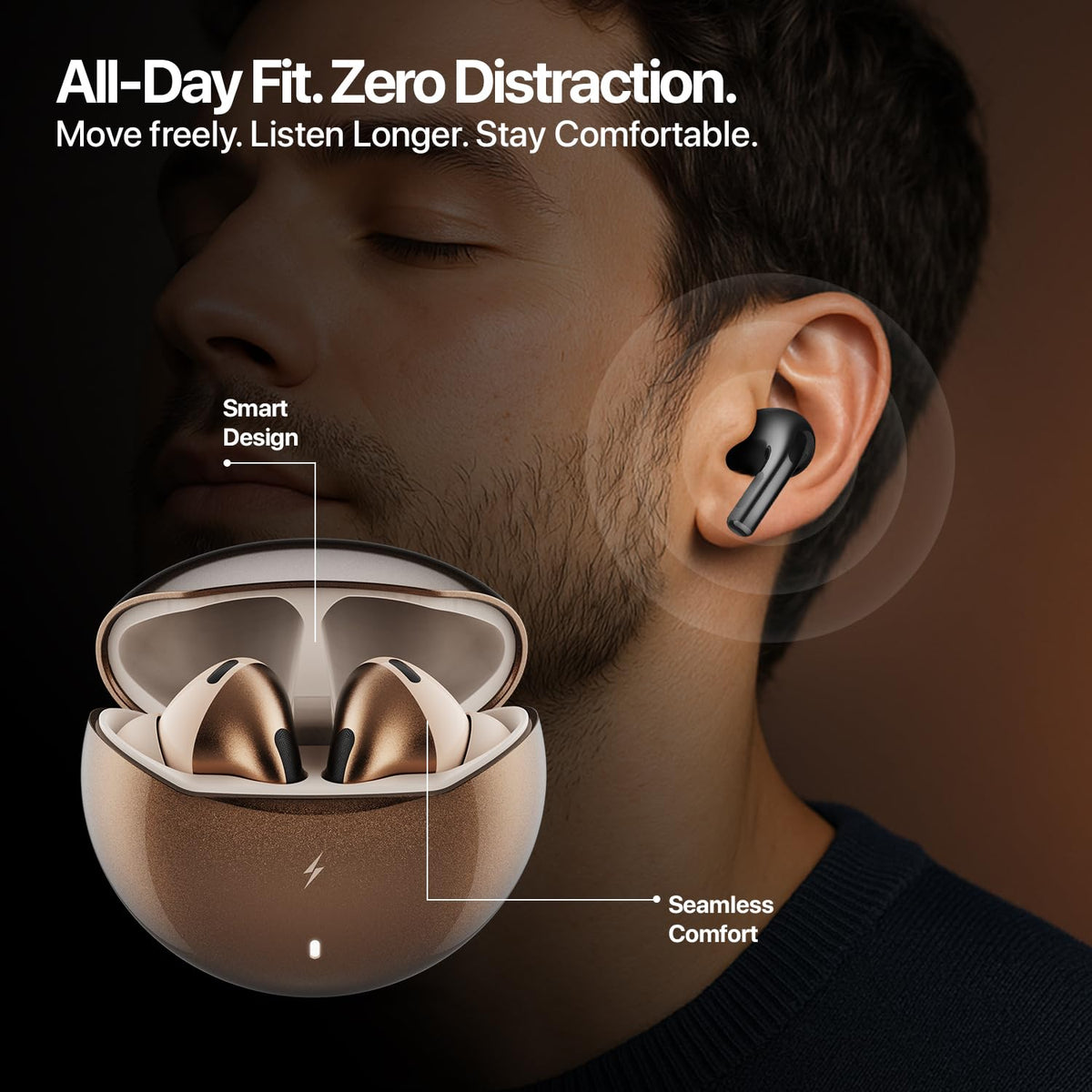 Fire-Boltt Aero TWS Earbuds Custom EQ, Wireless Bluetooth 5.4, Music & App Support, 50H Playtime, Fast Charging Case, 50ms Low Latency for Gaming, Touch Controls, IPX4 Waterproof, Clear Calls - Black