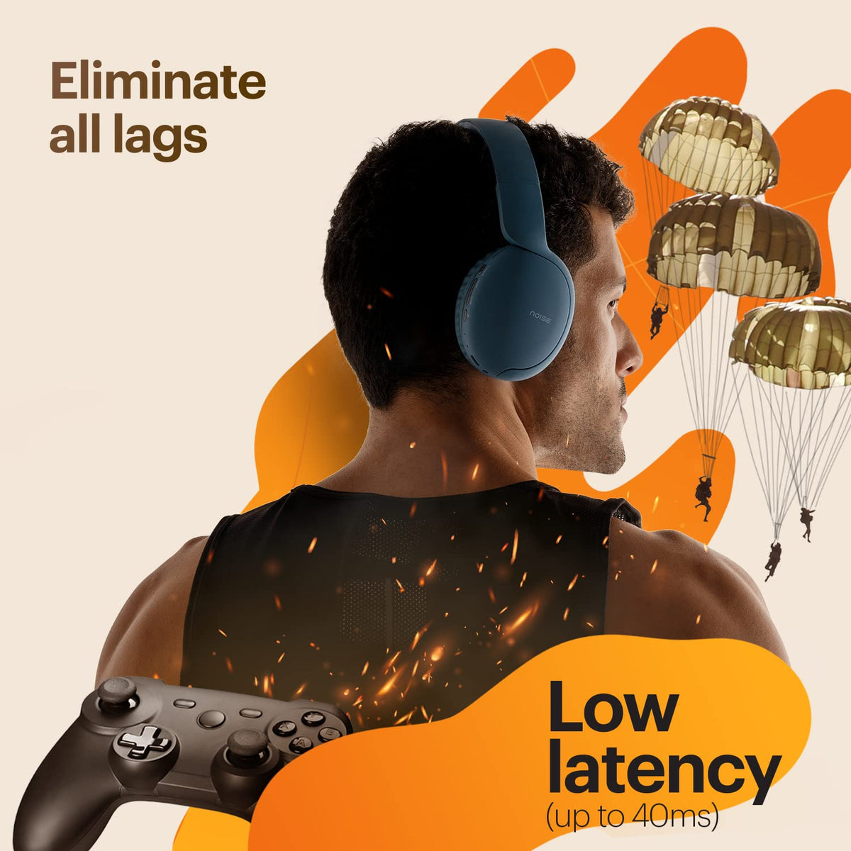 Noise Two Wireless On Ear Headphones with 50 Hours Playtime, Low Latency(up to 45ms), 4 Play Modes, Dual Pairing, BT v5.3 (Serene Blue)