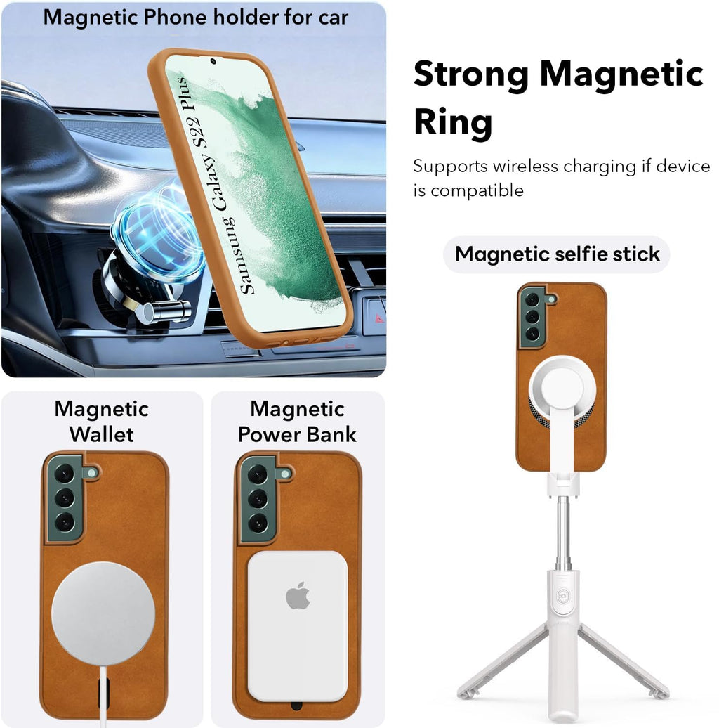 Jkobi Leather Finish Back Cover Case for Samsung Galaxy S22 Plus 5G (MagSafe Compatible Wireless Charging | Soft Touch | Camera Bump Protection)